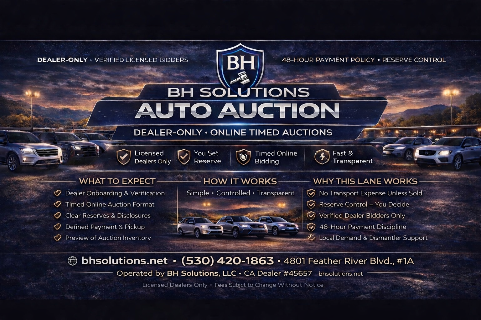 BH Solutions Auto Auctions — Dealer-only Online Timed Auctions
